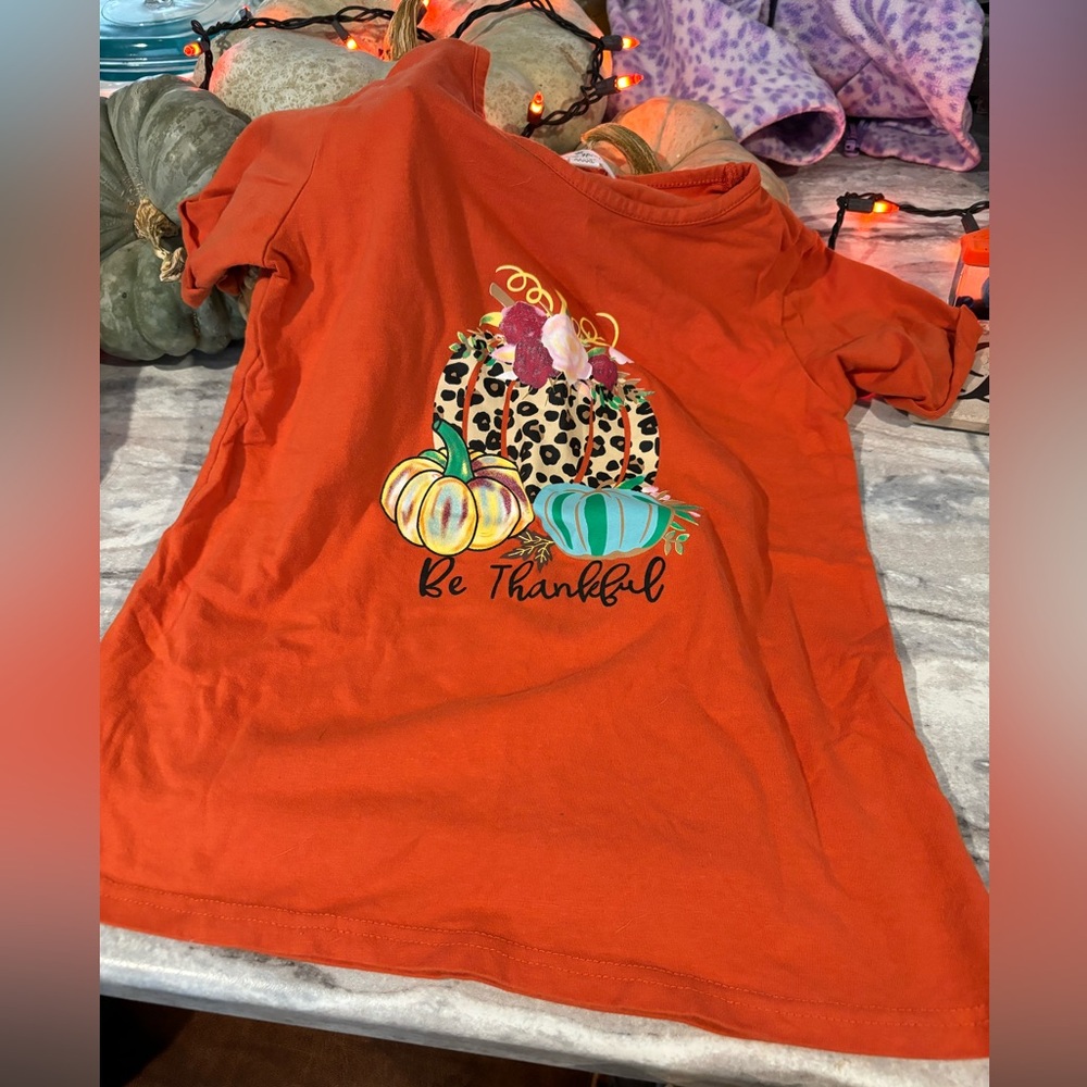 Marie Nicole Girls Pumpkin “Be Thankful” T-Shirt
